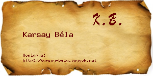 Karsay Béla névjegykártya