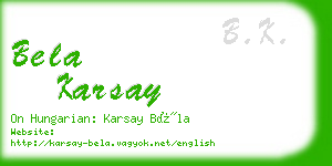 bela karsay business card